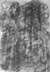 'Untitled', Charcoal ink chalk varnish on Fabriano Unica paper, 70x50cm, 2026