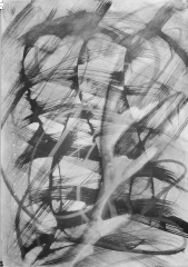 'Untitled', Charcoal ink chalk varnish on Fabriano Unica paper, 70x50cm, 2026