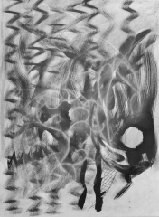 'Untitled', Charcoal ink chalk varnish on Fabriano Unica paper, 76x57cm , 2026
