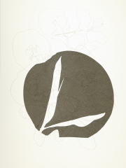 Round forms leaf, drawing and screen print on Bockingford paper, 35x47 cm, Edition 10.